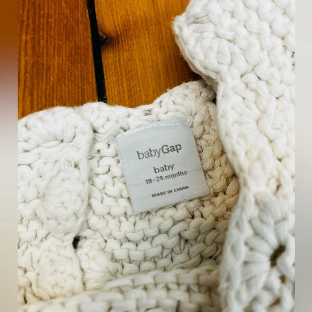 Baby Gap Girls 18-24mo Cotton Bobble Knit Sweater Dress Pom Pom Textured Chunky